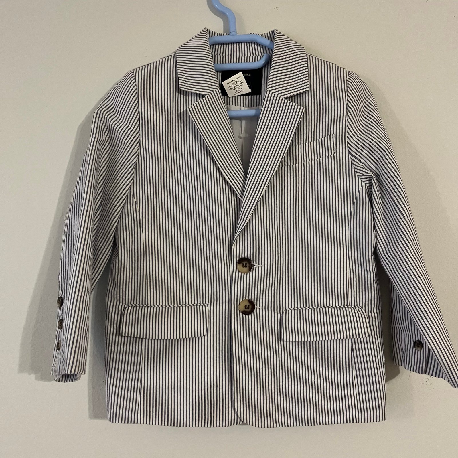 Boys TF Laurence Blue and White Seersucker Blazer Jacket size 4 NWOT