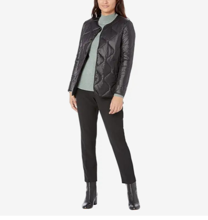 Calvin Klein Women's Short Onion Quilt Jacket, Black, Medium, New