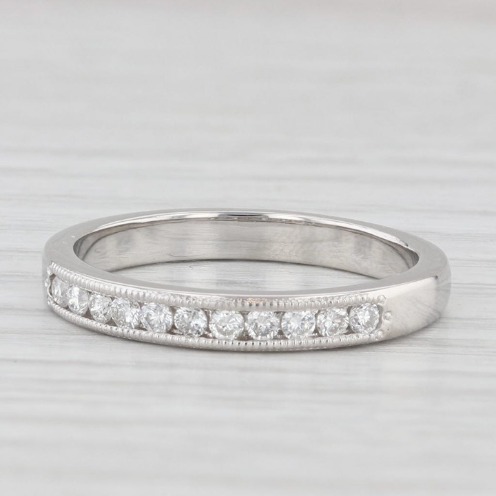 0.25ctw Diamond Wedding Band 900 Platinum Stackable Anniversary Ring Size 7.25