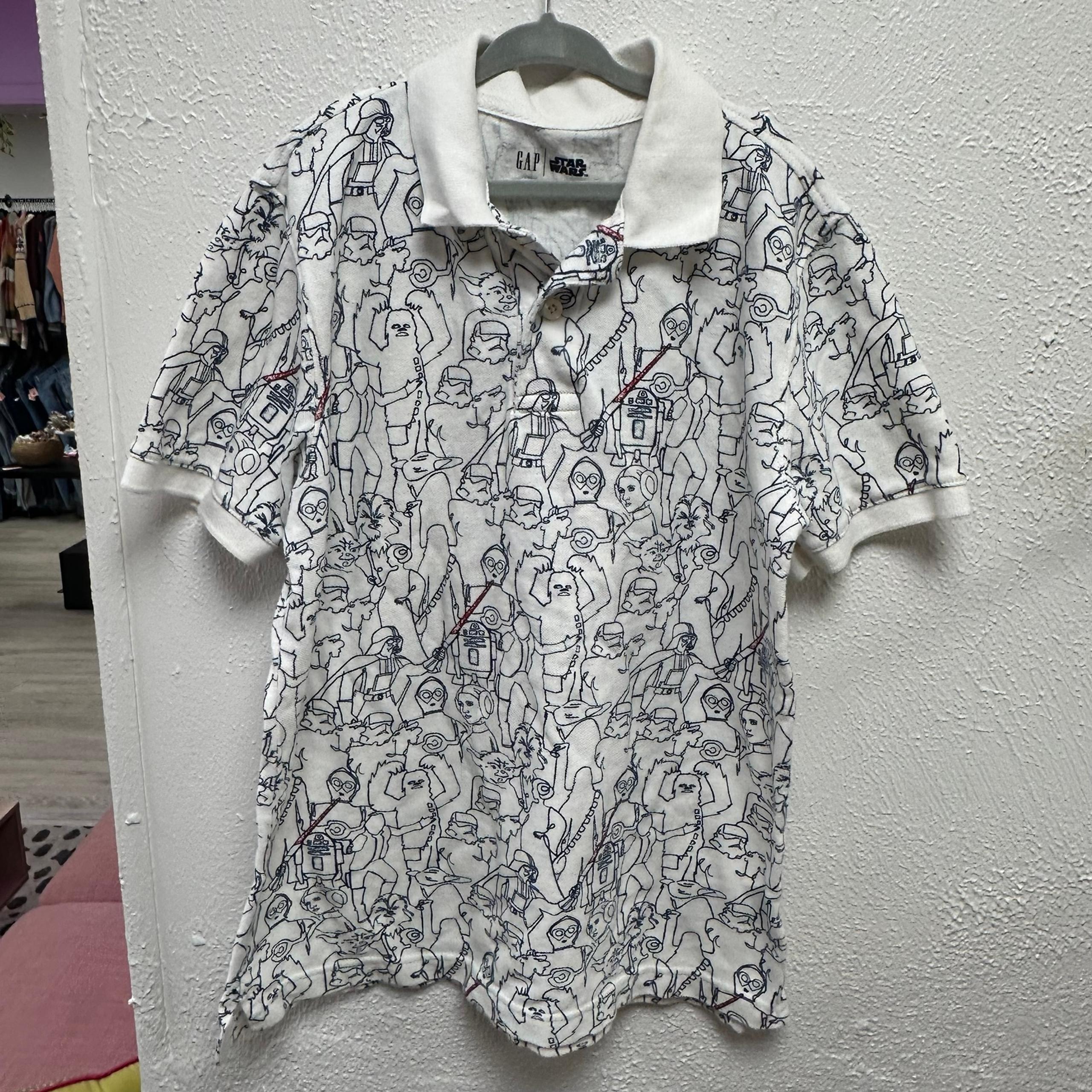 Gap Star Wars white polo XL boys