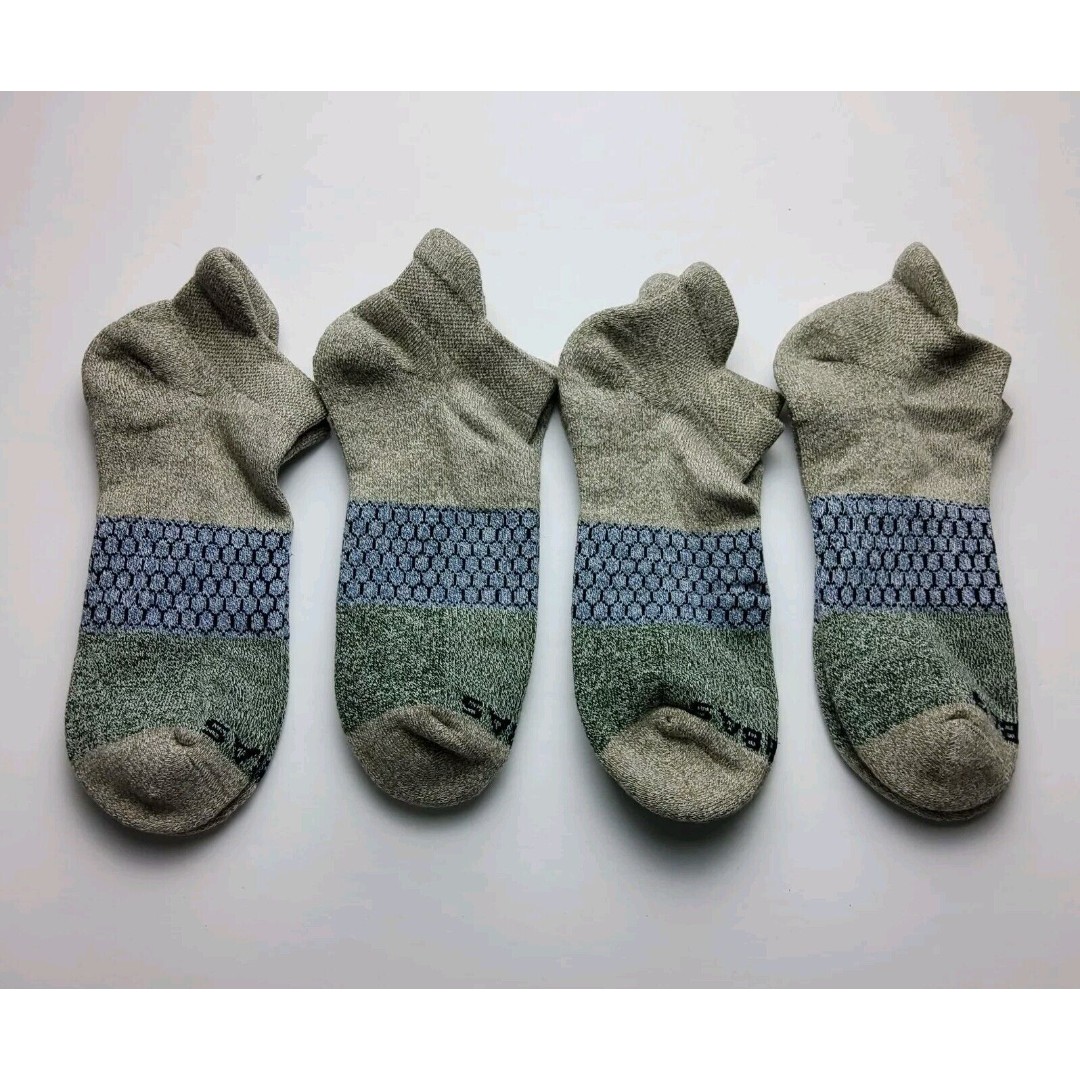 Bombas Tri-Block Marled Ankle Socks Lot Of 4 Pairs Size L