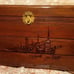 Large Vintage Hand Carved Pagoda Wooden Jewelry Box