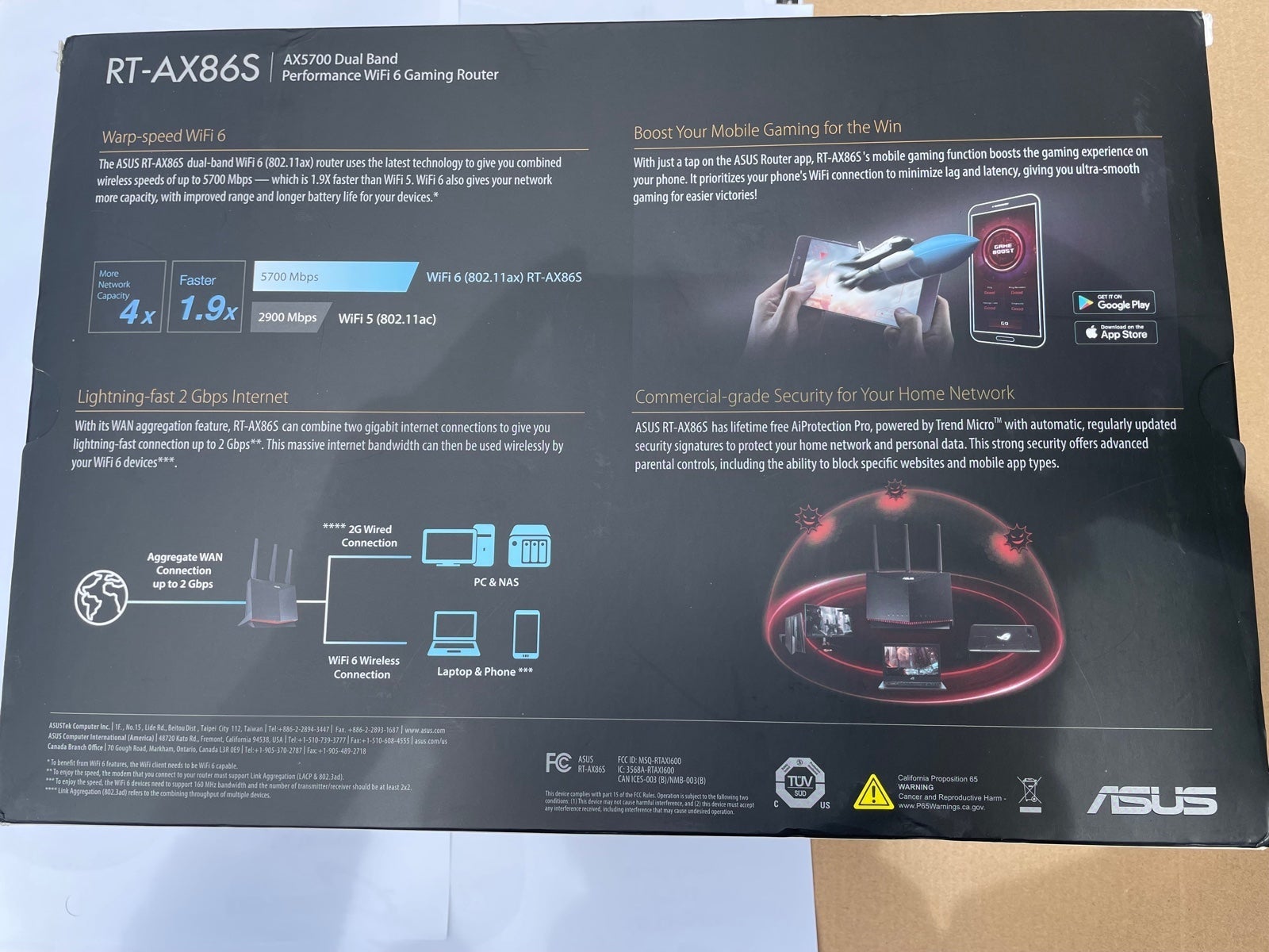 ASUS AX5700 Dual Band RT-AX86S Gaming sold Router