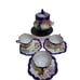 Vintage Nippon Flow Blue Floral Covered Sugar Bowl 3 Sets If Demitasse Cups...
