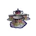 Vintage Nippon Flow Blue Floral Covered Sugar Bowl 3 Sets If Demitasse Cups...