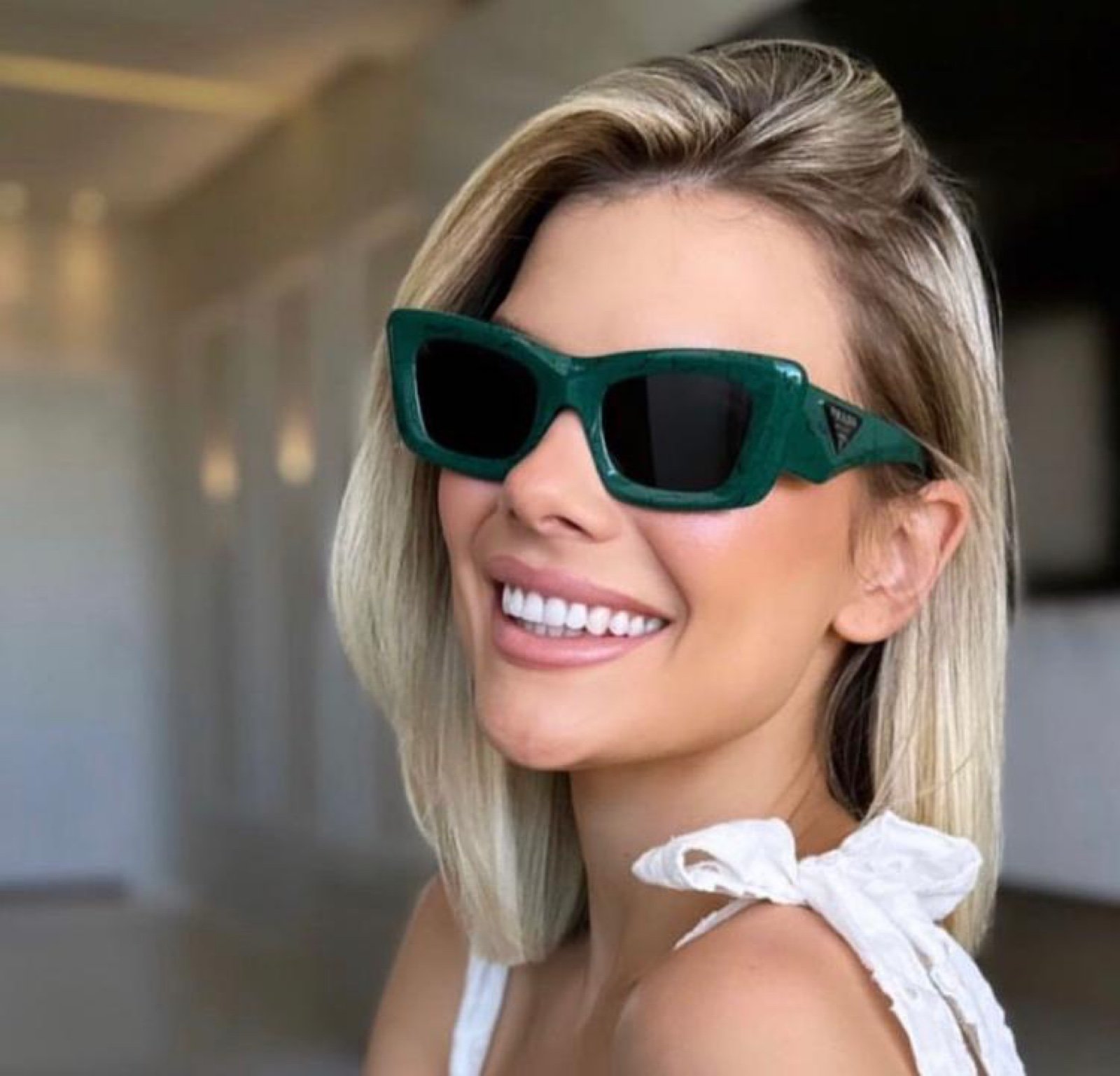 New - Prada PR 13ZSF Sunglasses Green Marble Dark Gray 52mm