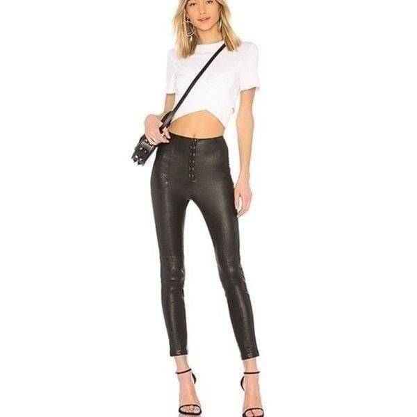 LPA leather high rise black leggings 636