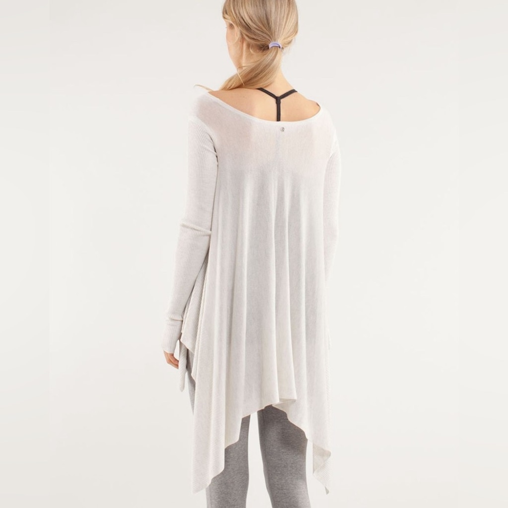 Lululemon Enlightened Pullover Heathered White Women’s XS Small Long Sleeve Knit