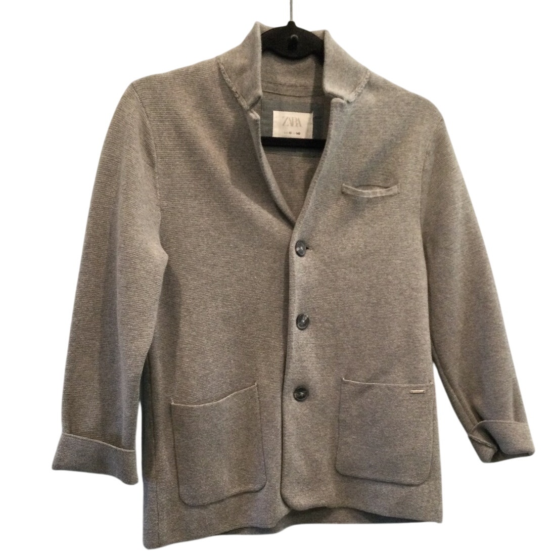 Zara Boys Sweater Blazer Sz 10 years 140 CM Knit Grey Gray Classic Preppy Unisex