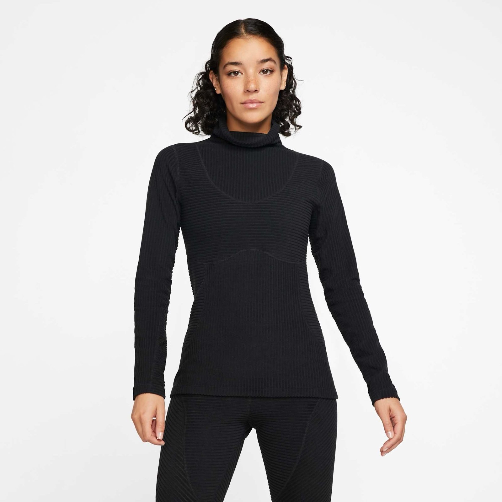 Nike Pro HyperWarm Velour Long Sleeve Turtleneck XL Black