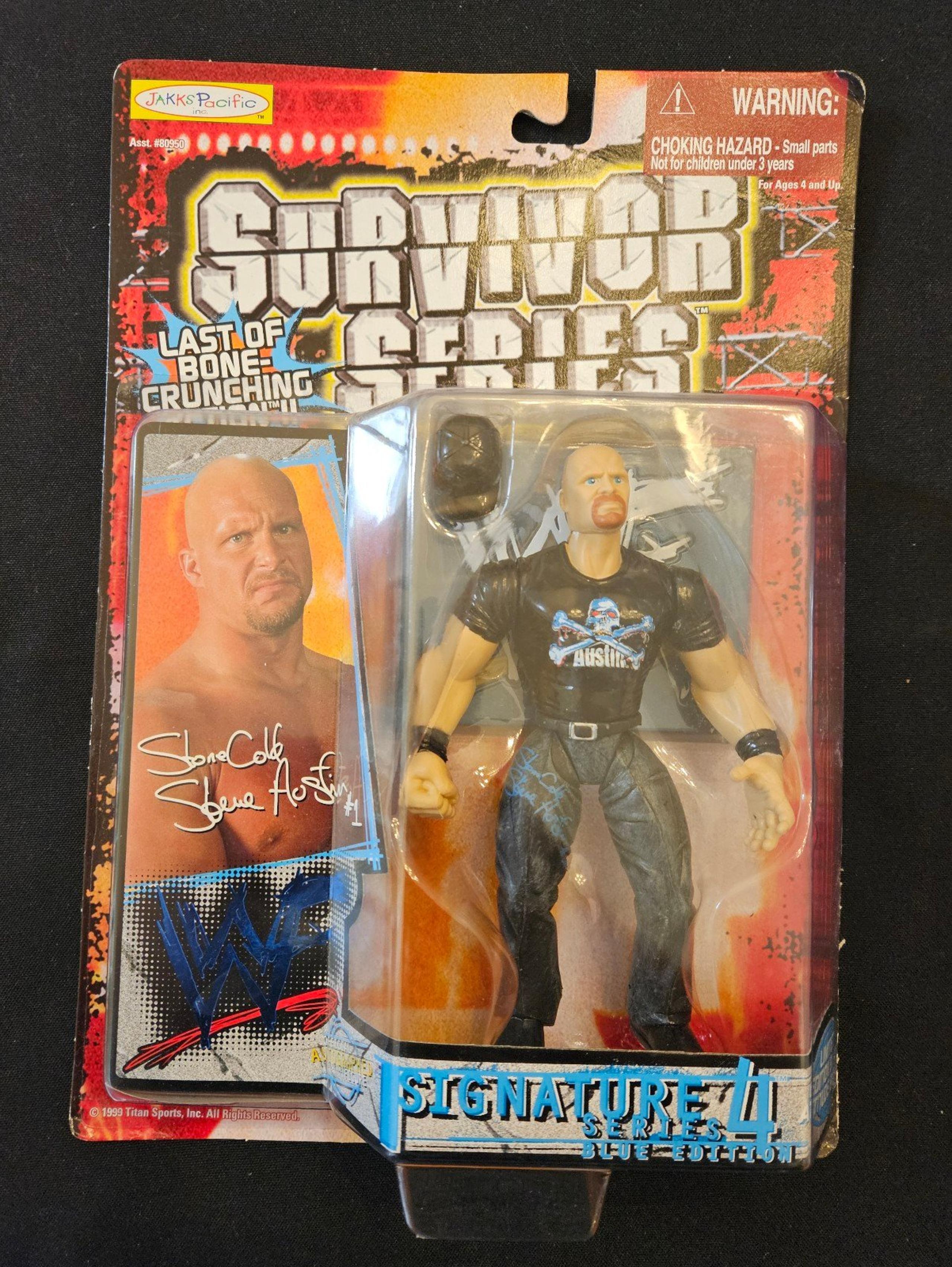WWF Survivor Series Signature 4 Blue Series Stone Cold Steve Austin Figure