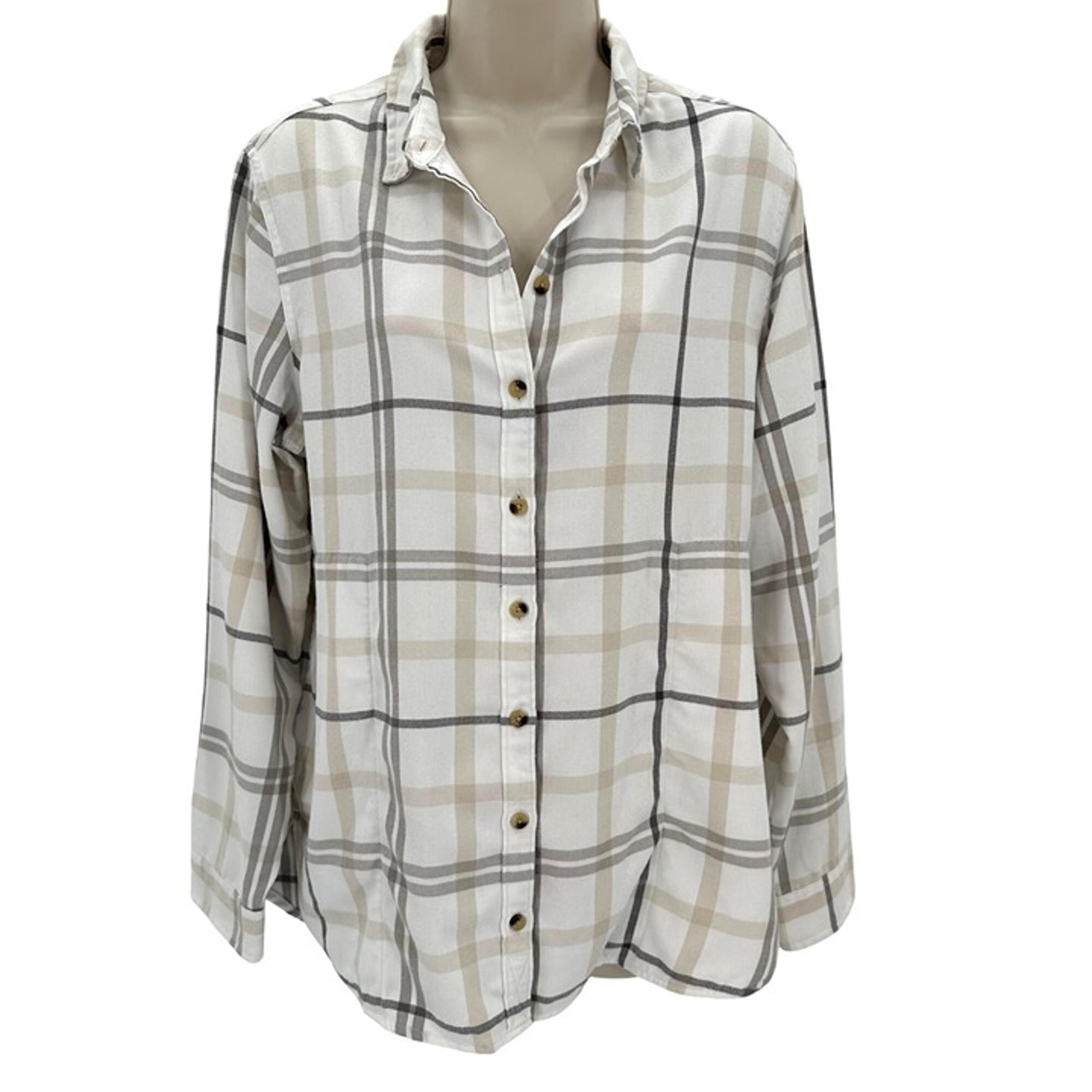 Jachs Girlfriend Womens Plaid Button-Down Shirt Size M Rayon/Polyester