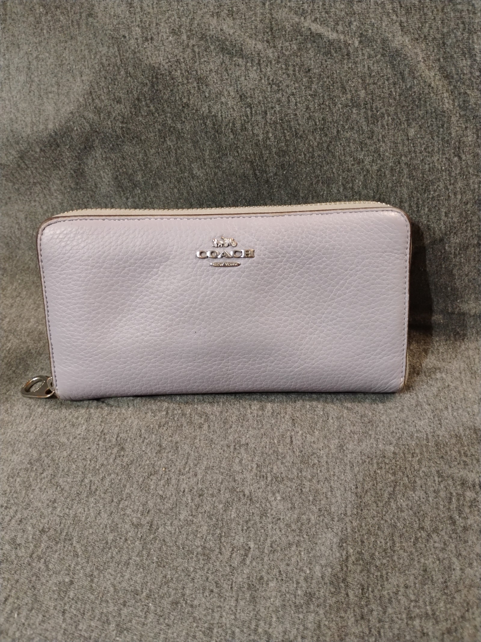 Coach women's pebbled leather long zip around wallet (mist)