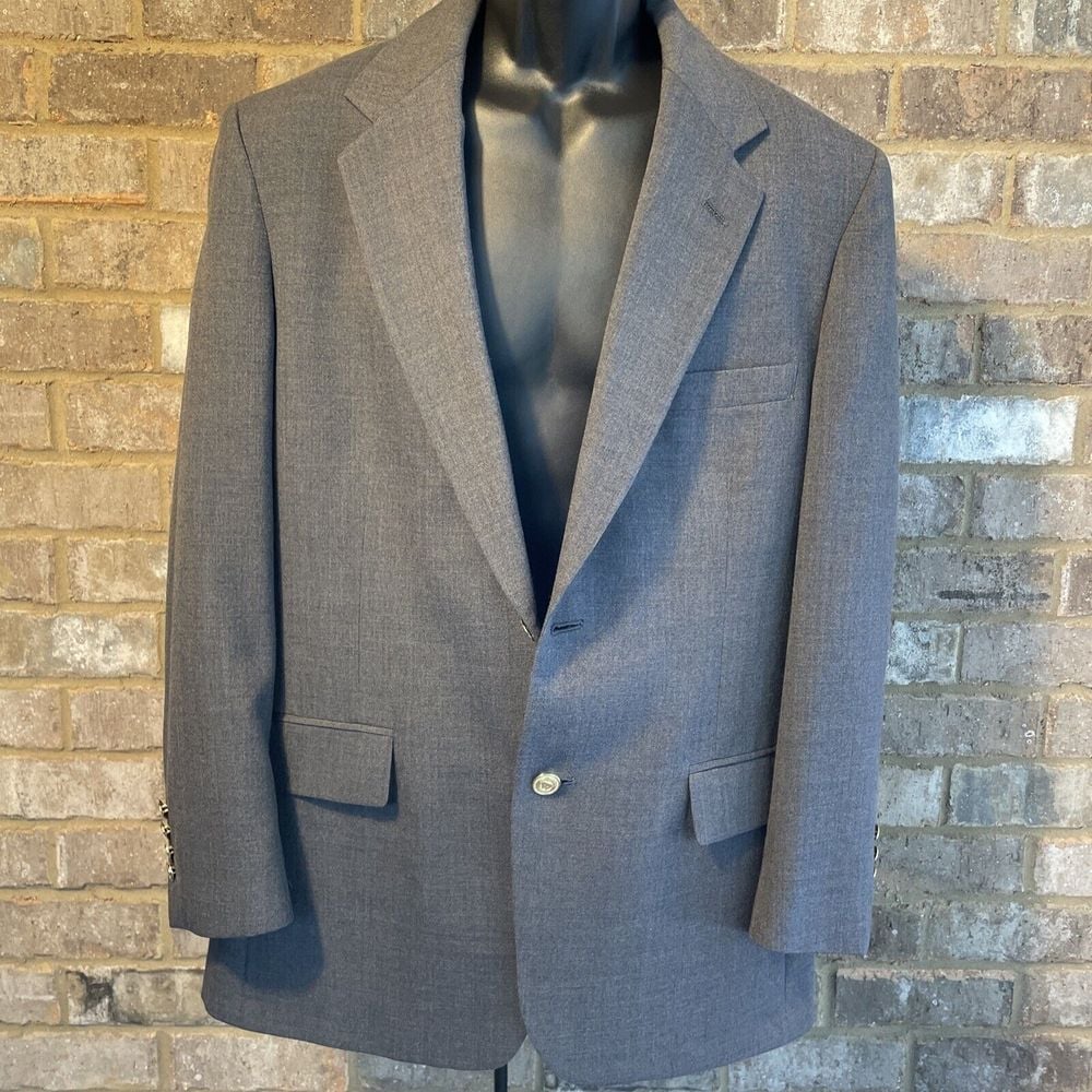 Wimbledon Of England Jacket Mens 42R Gray Blazer Wool Sport Coat Gold Buttons