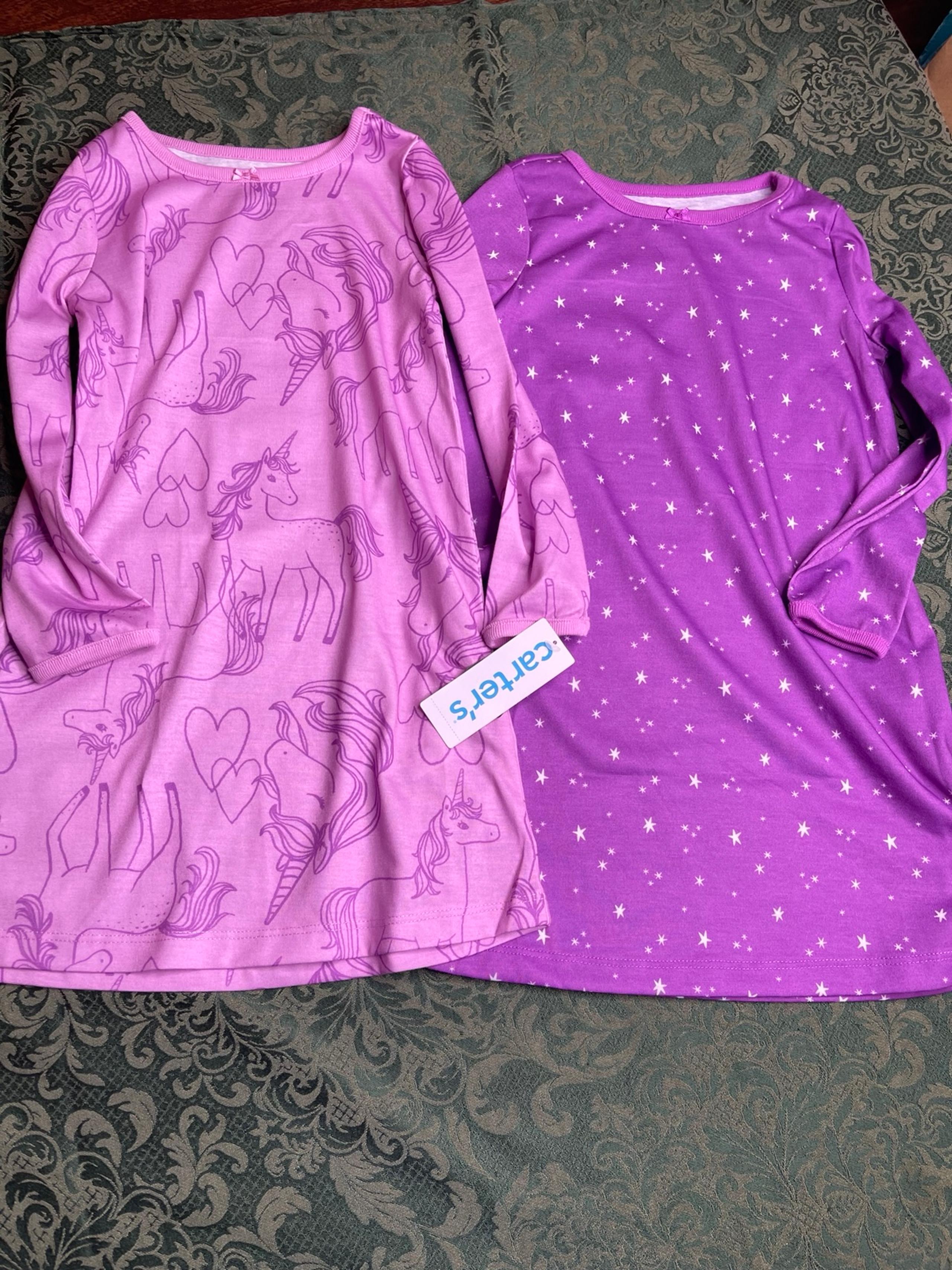 NWT 4 5 unicorn horses 2 pc nightgown carters pajamas purple winter fall long