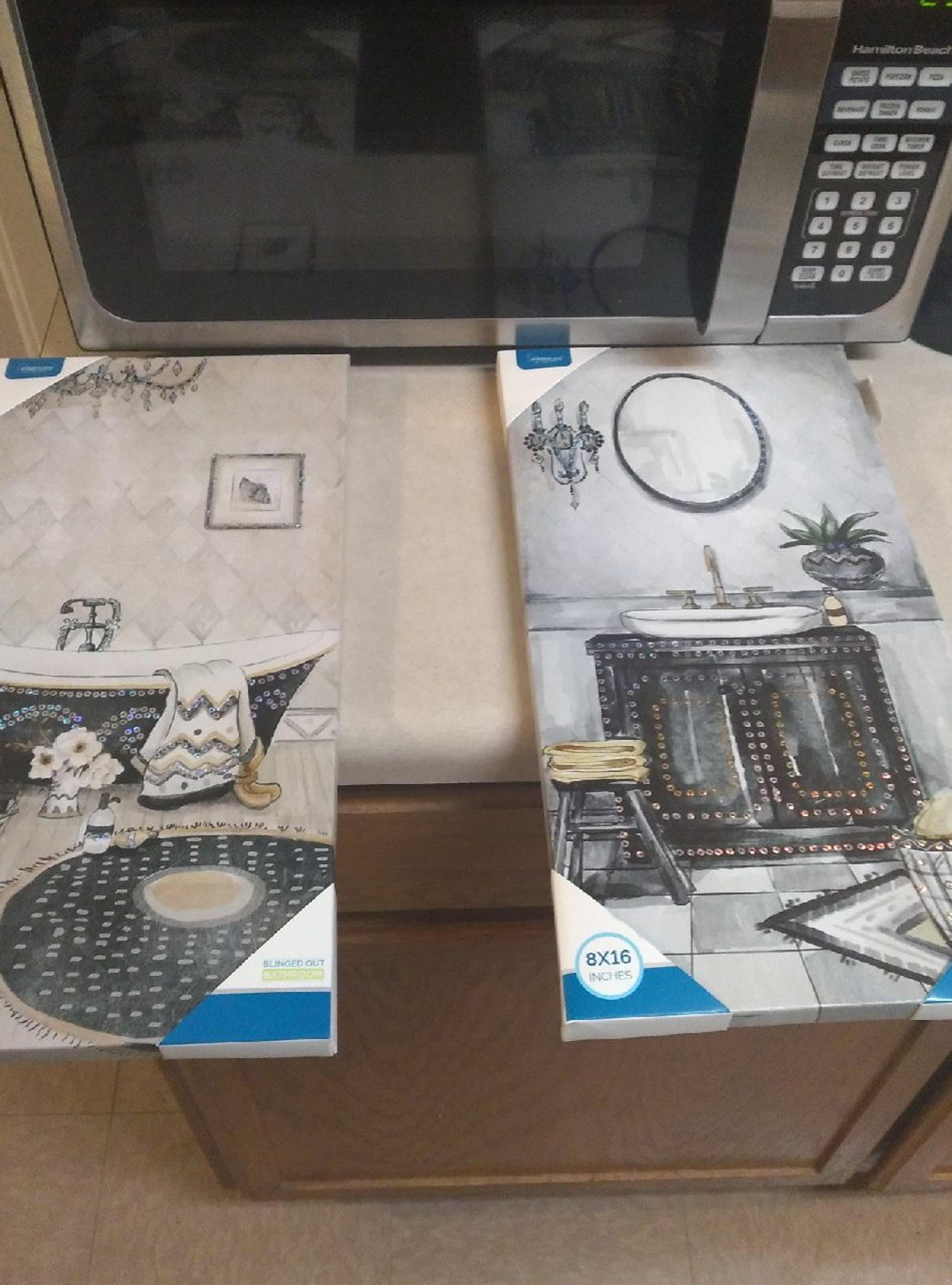 Bling bathroom canvas set