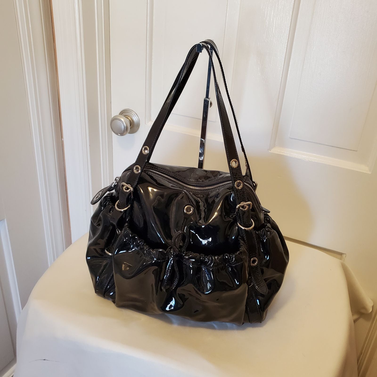 Original Car Shoe Black Patent Leather Satchel