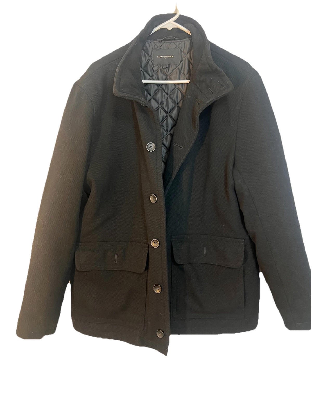 Banana Republic Italian Wool Pea Coat XL Mario Bellucci Fabric!