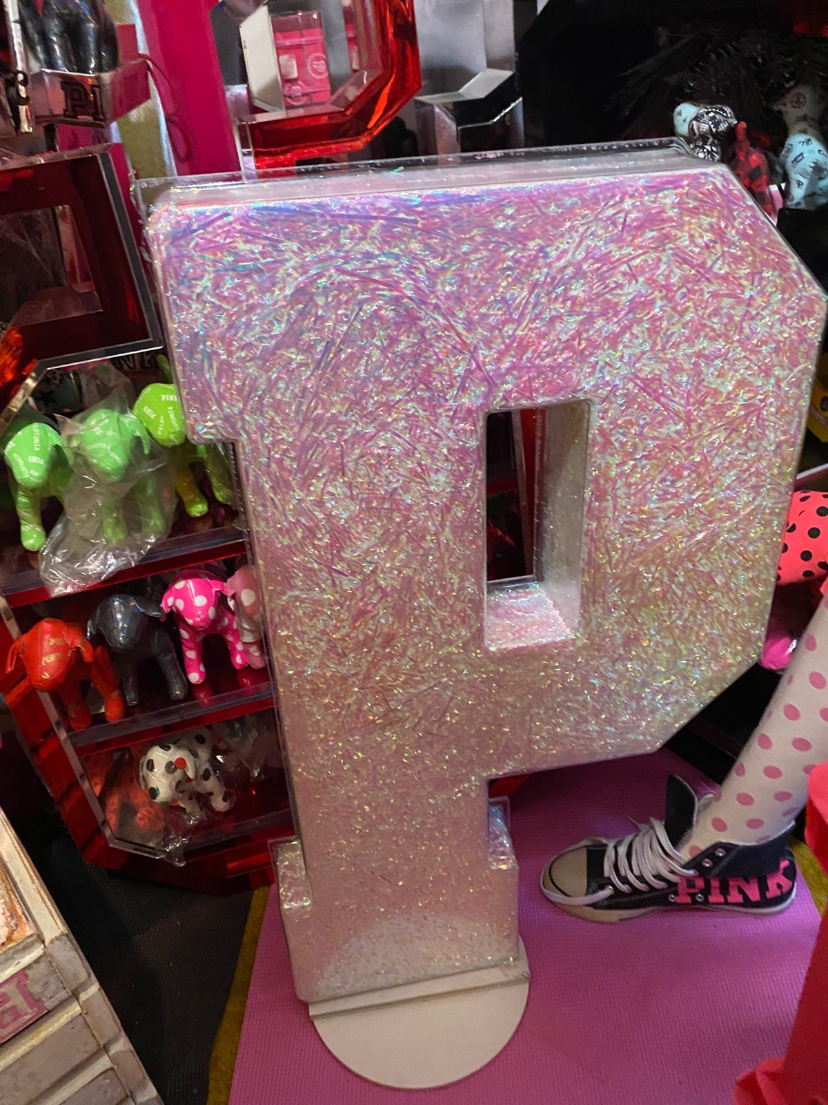 VS PINK Store Display Prop Iridescent P w stand