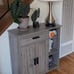 Rustic Oak Floor Storage Accent Cabinet: Versatile Design with Doors, Shelves