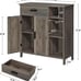 Rustic Oak Floor Storage Accent Cabinet: Versatile Design with Doors, Shelves