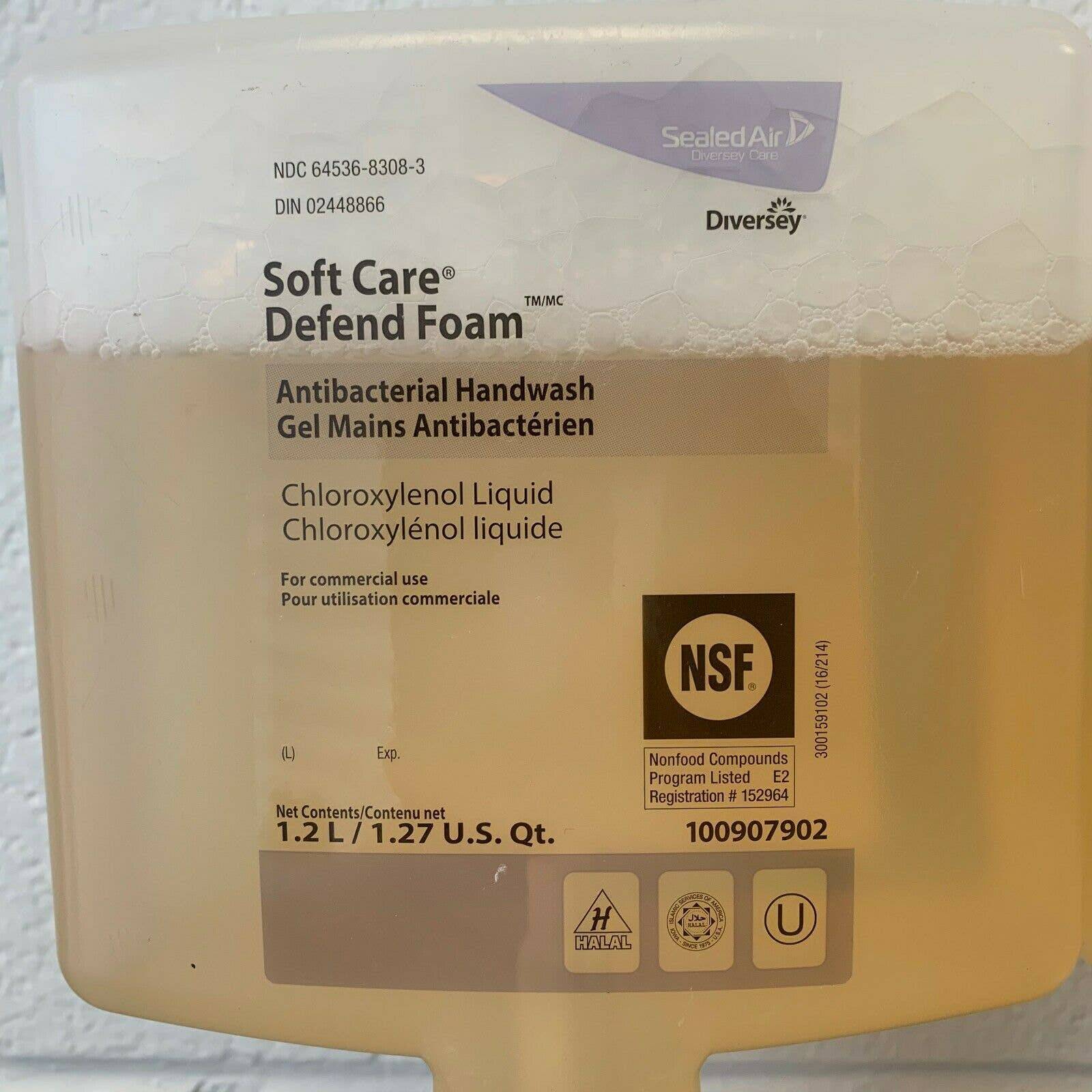 Diversey Soft Care Defend Foam Antibacterial HandWash 1.2L 1.27 US QT. *LOT OF 5