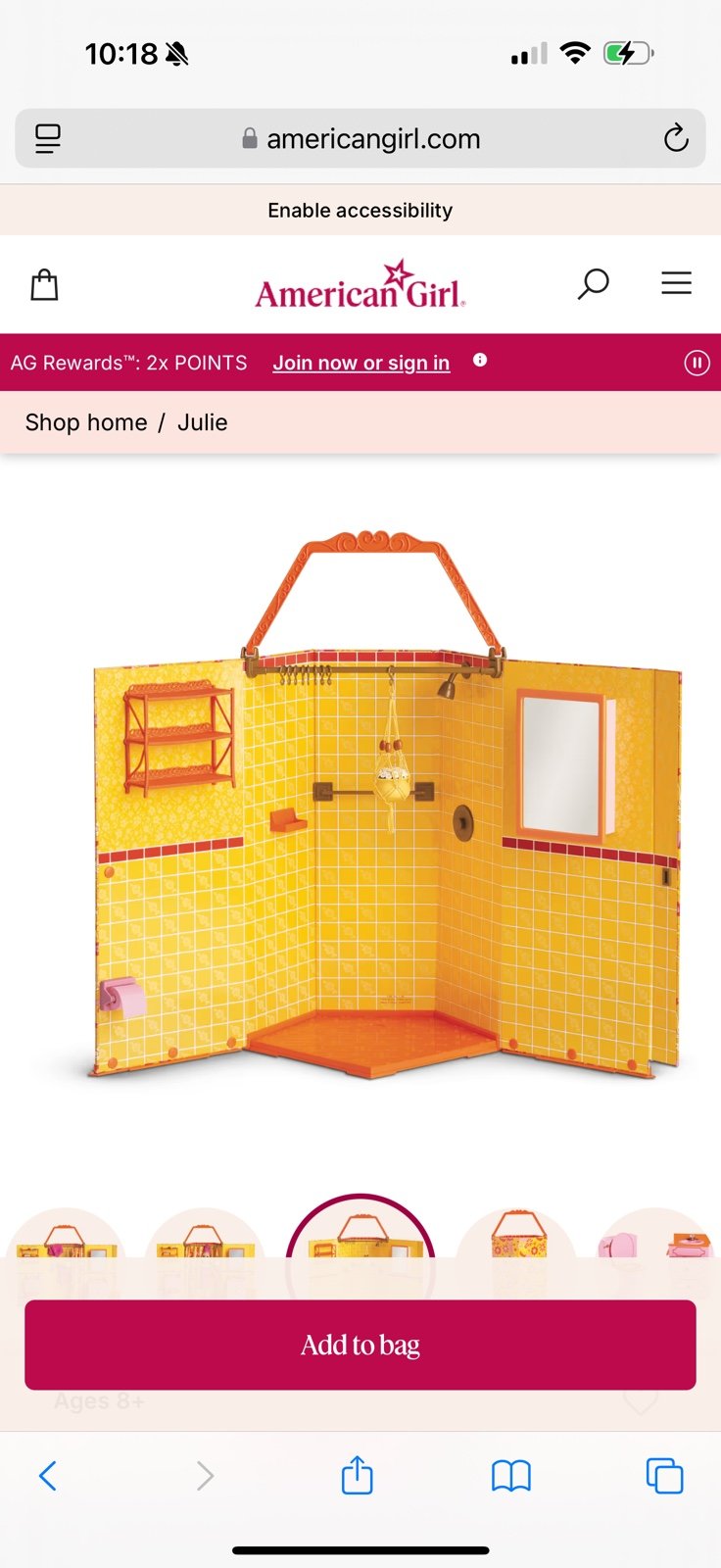 American Girl Julie’s Groovy Shower