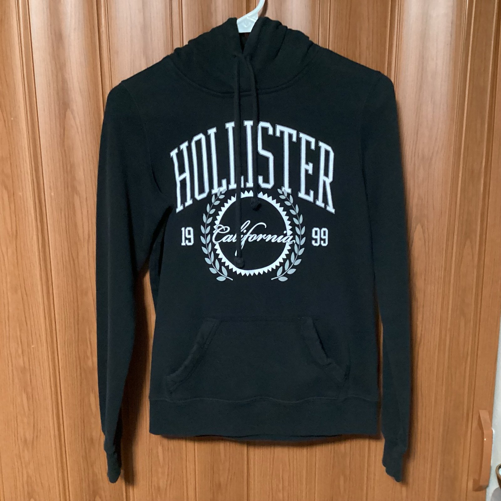 Hollister Black Cotton Hoodie Size XS