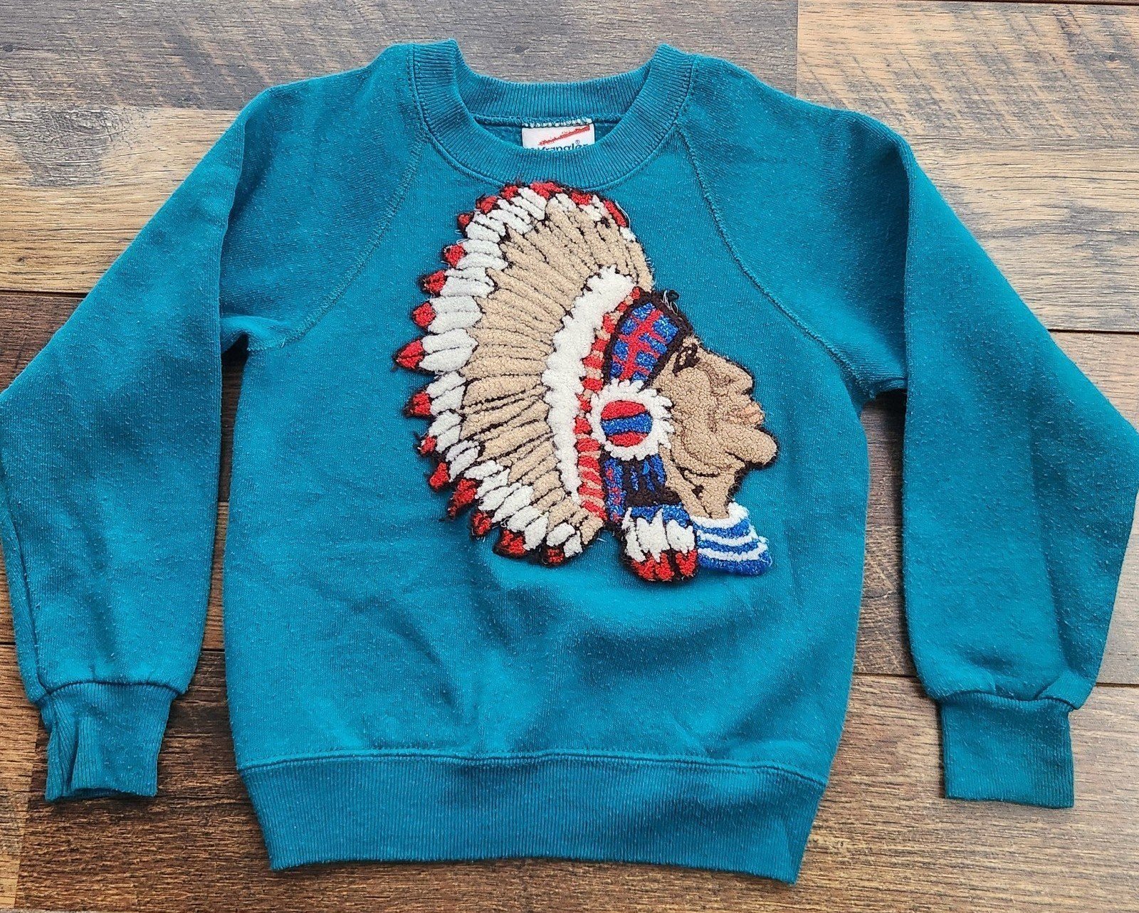Vtg Wrangler Native American Chief Indian Headdress Indigenous Unique Rare Find