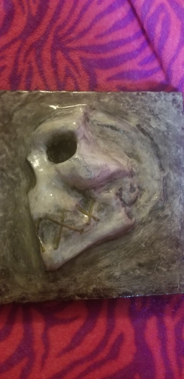 Half of a 3d skull face hand made