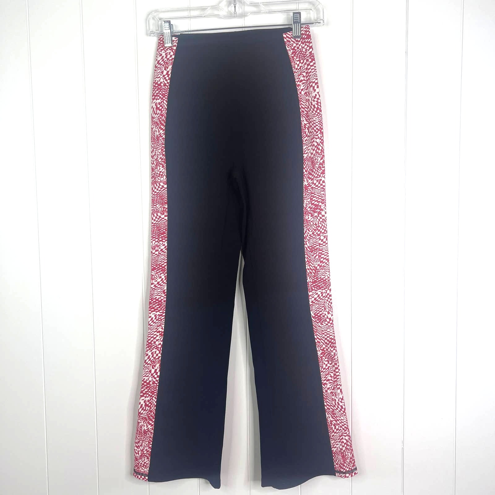 Free People Movement Bundle Black with Red and Blue Side Panel Flared Yoga Pants