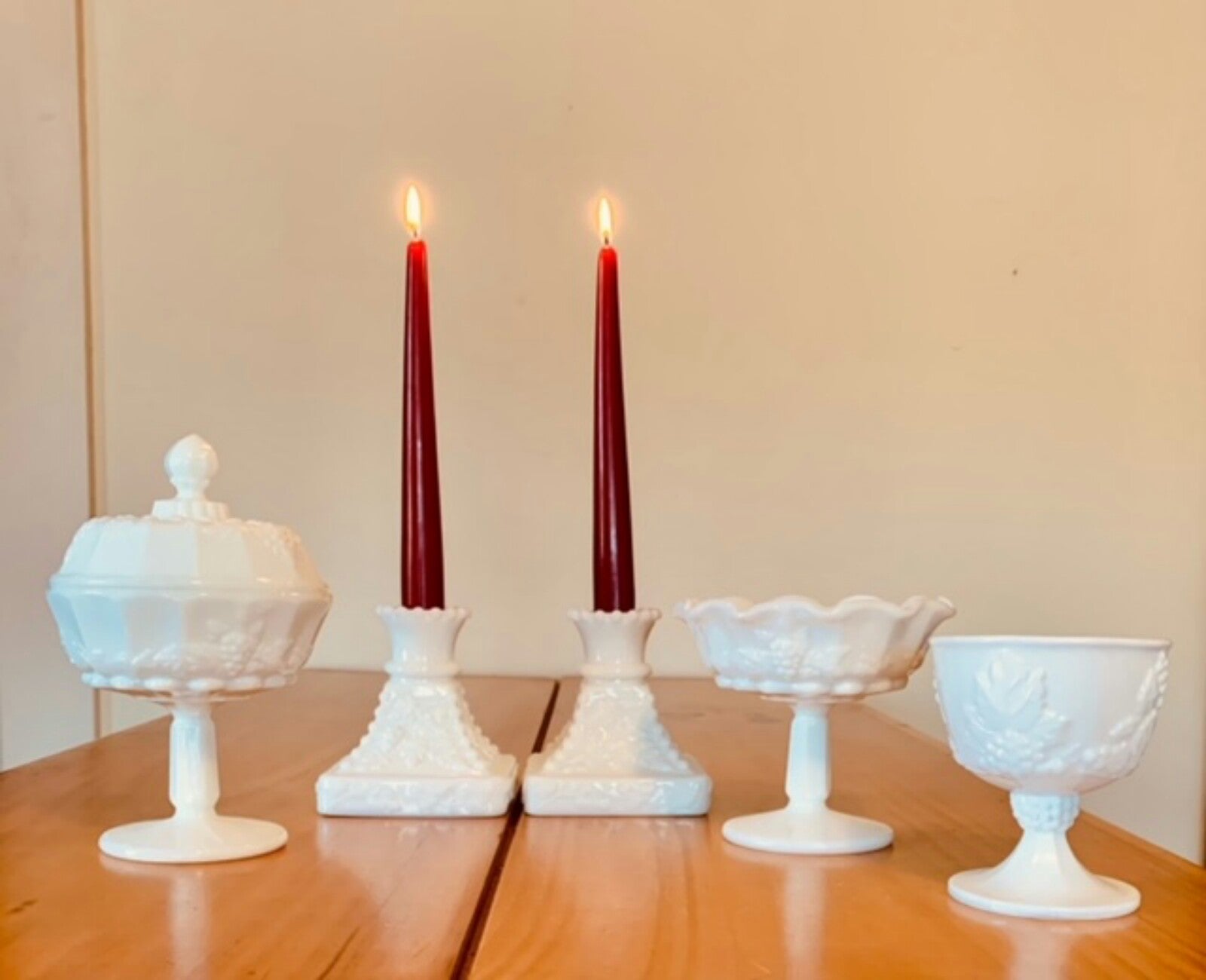 Lot 6 Pieces Westmorland Milk Glass