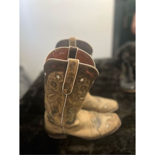 Dan Post western cowgirl cactus inlay dream of longhorn cowboy boots size 9