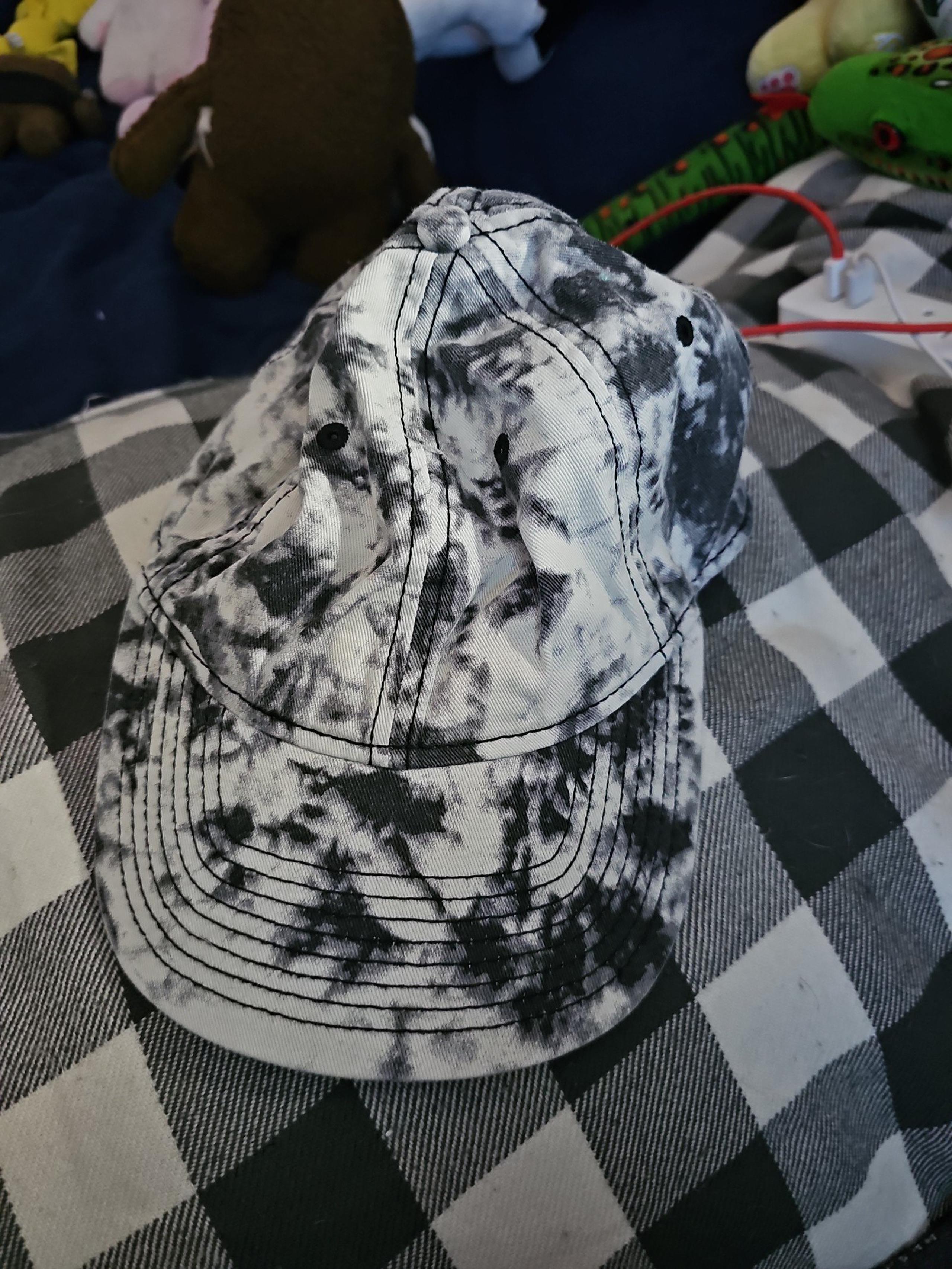 Black grey white washed Hat