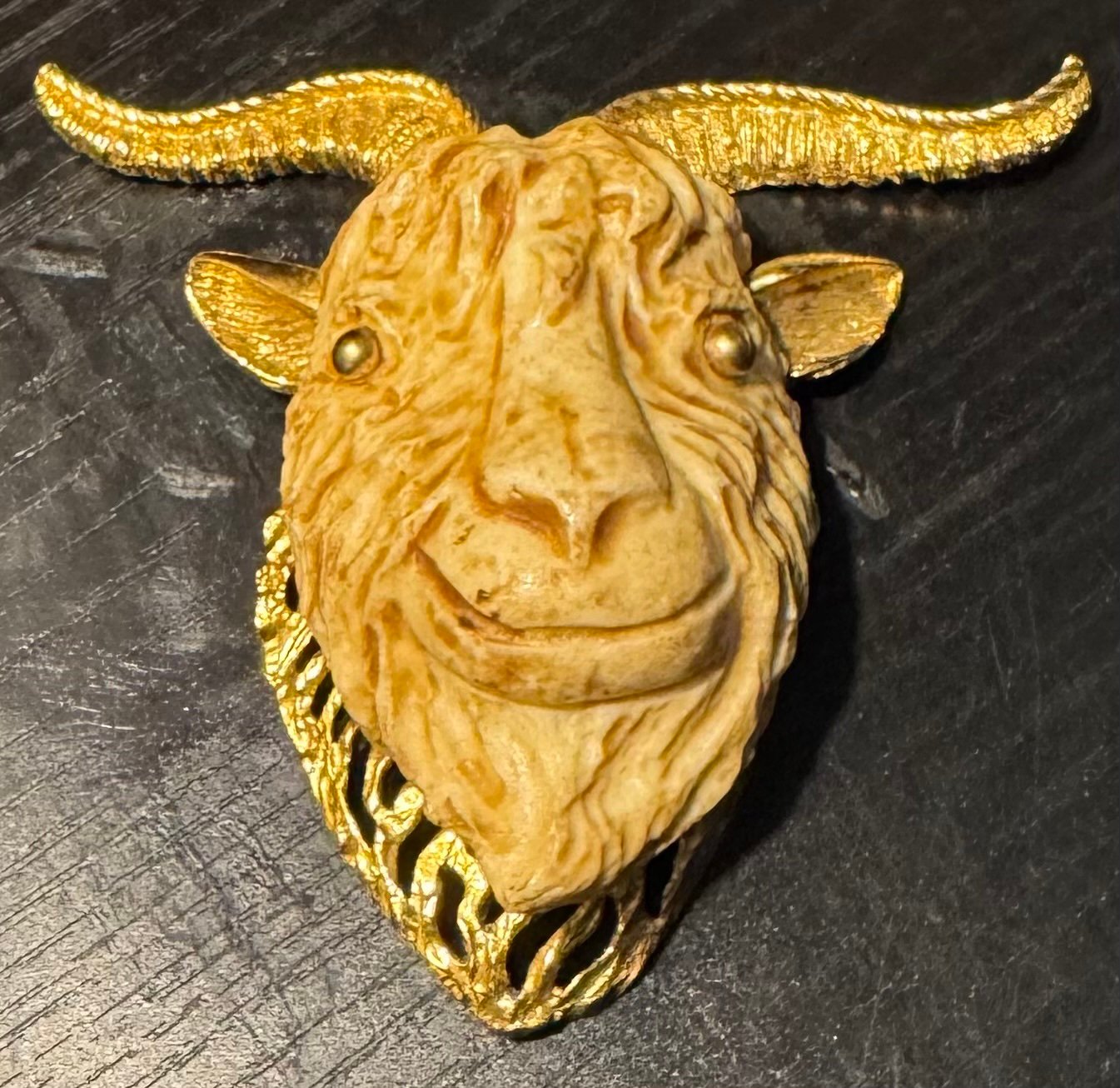 Vintage Raza goat pendant