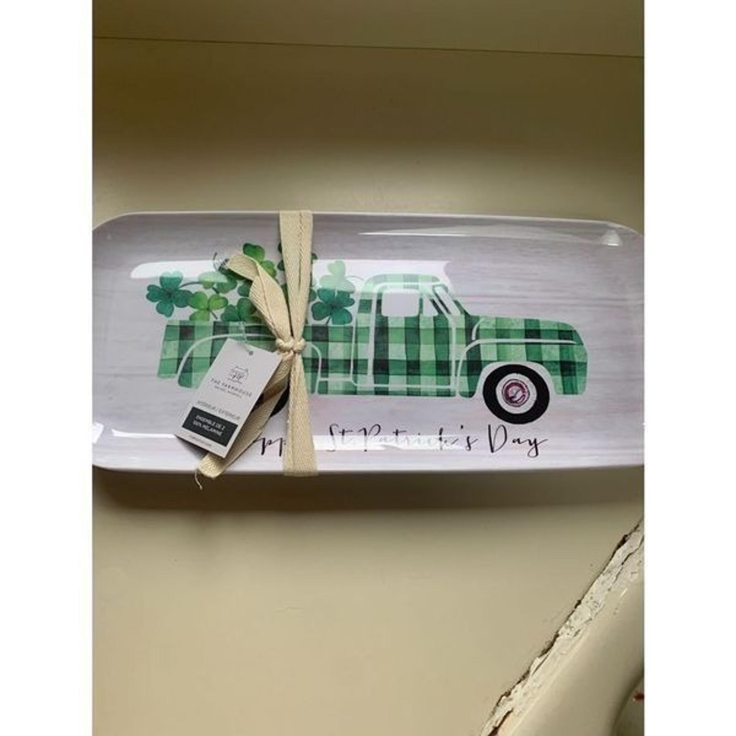 St Patricks Day Shabby Chic Farmhouse Farm Truck Melamine Tray by Rachel Ashwell