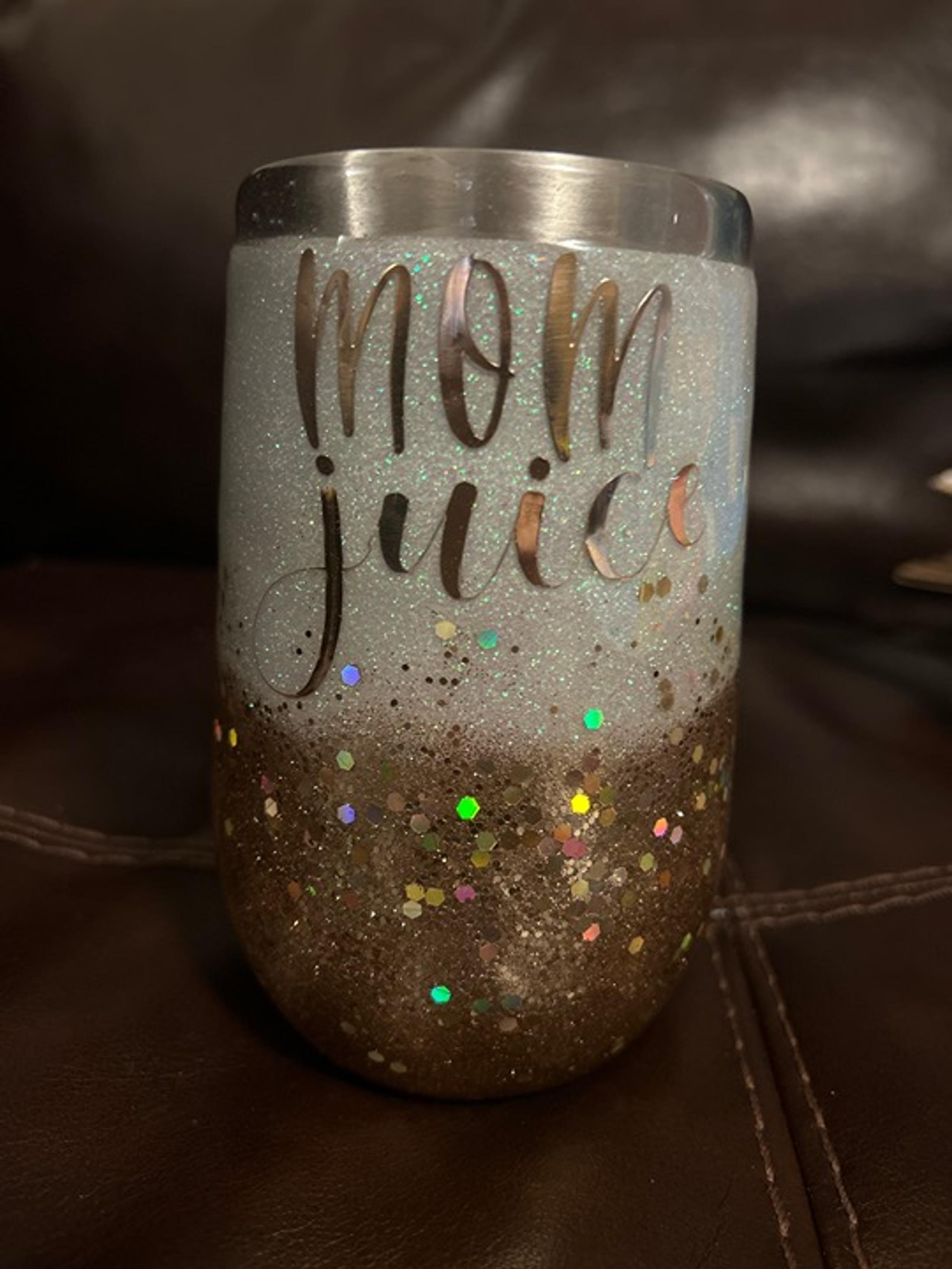 “Mom Juice” stemless wine glass