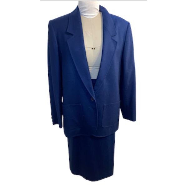 Pendleton Wool 2-Piece Blazer/Skirt Suit Navy Blue Sz. 14 Vintage.