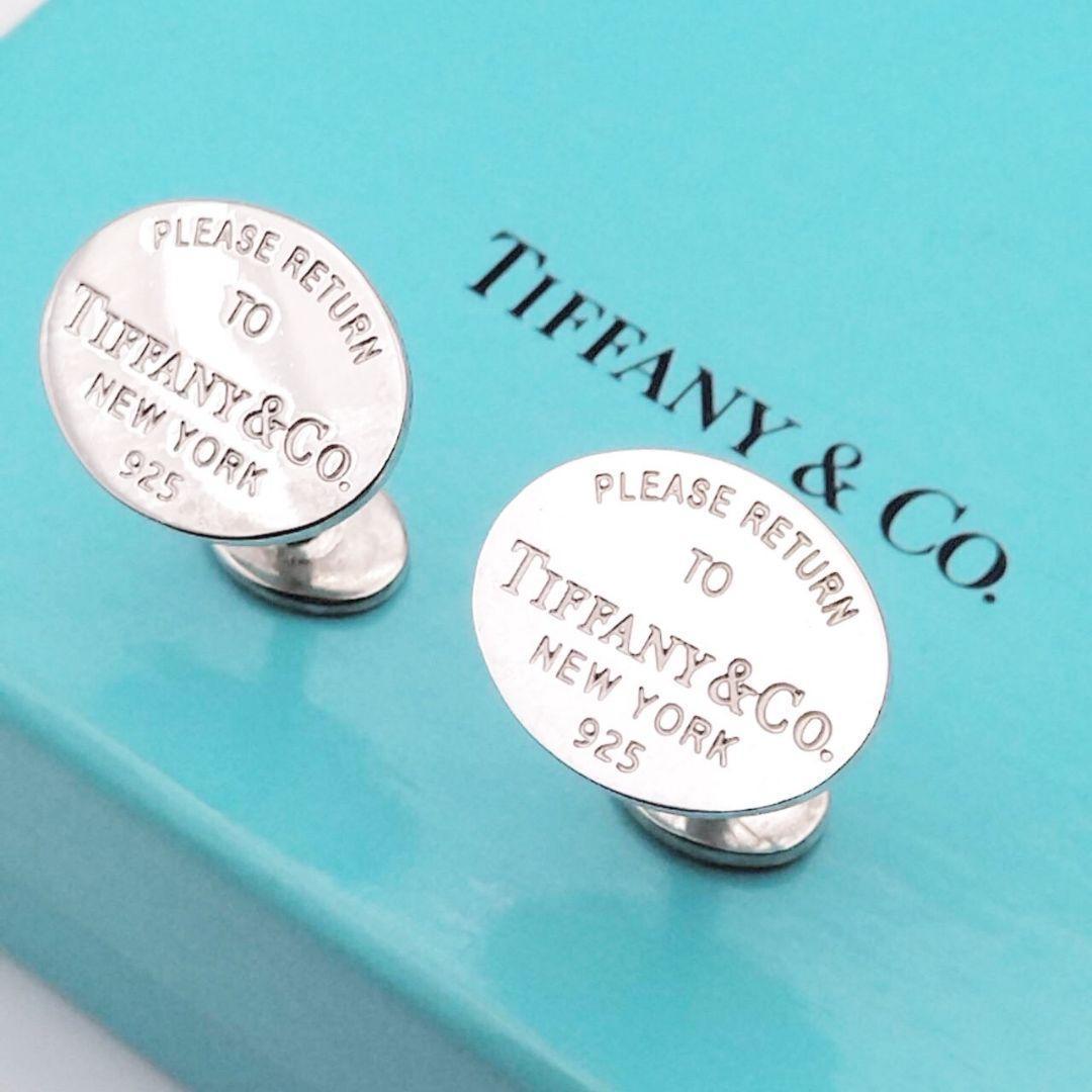 【Excellent Condition】 Tiffany & Co. Return to Cufflinks, Genuine Silver, Logo Engraved