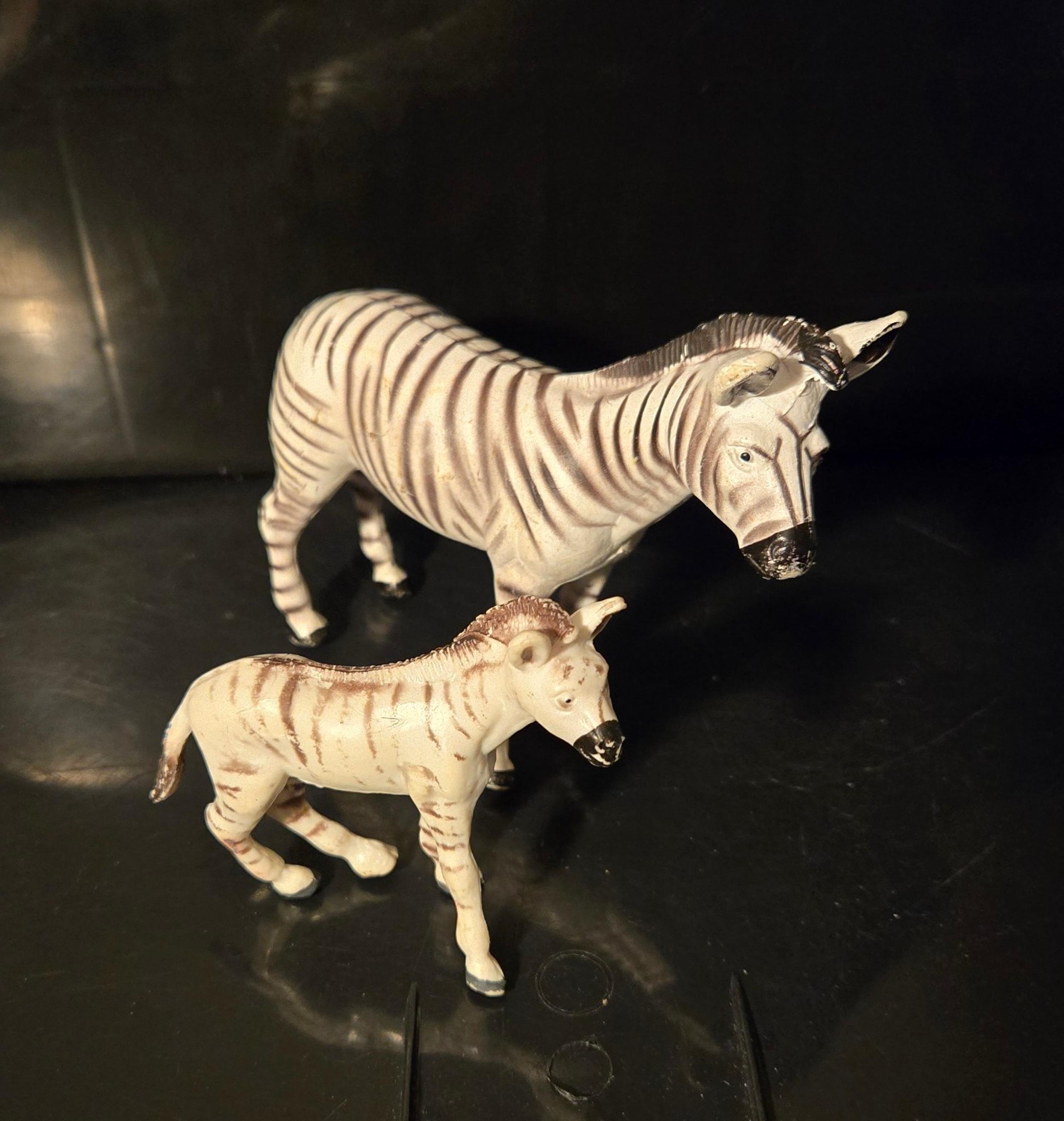 Vintage AAA Grazing Zebra and Foal Action Figures Solid PVC African Wildlife Rea
