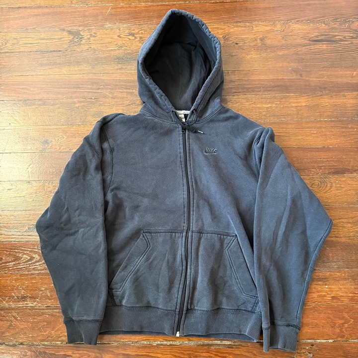 Vintage Y2K Nike Faded Black Zip Up Hoodie Grunge Baggy