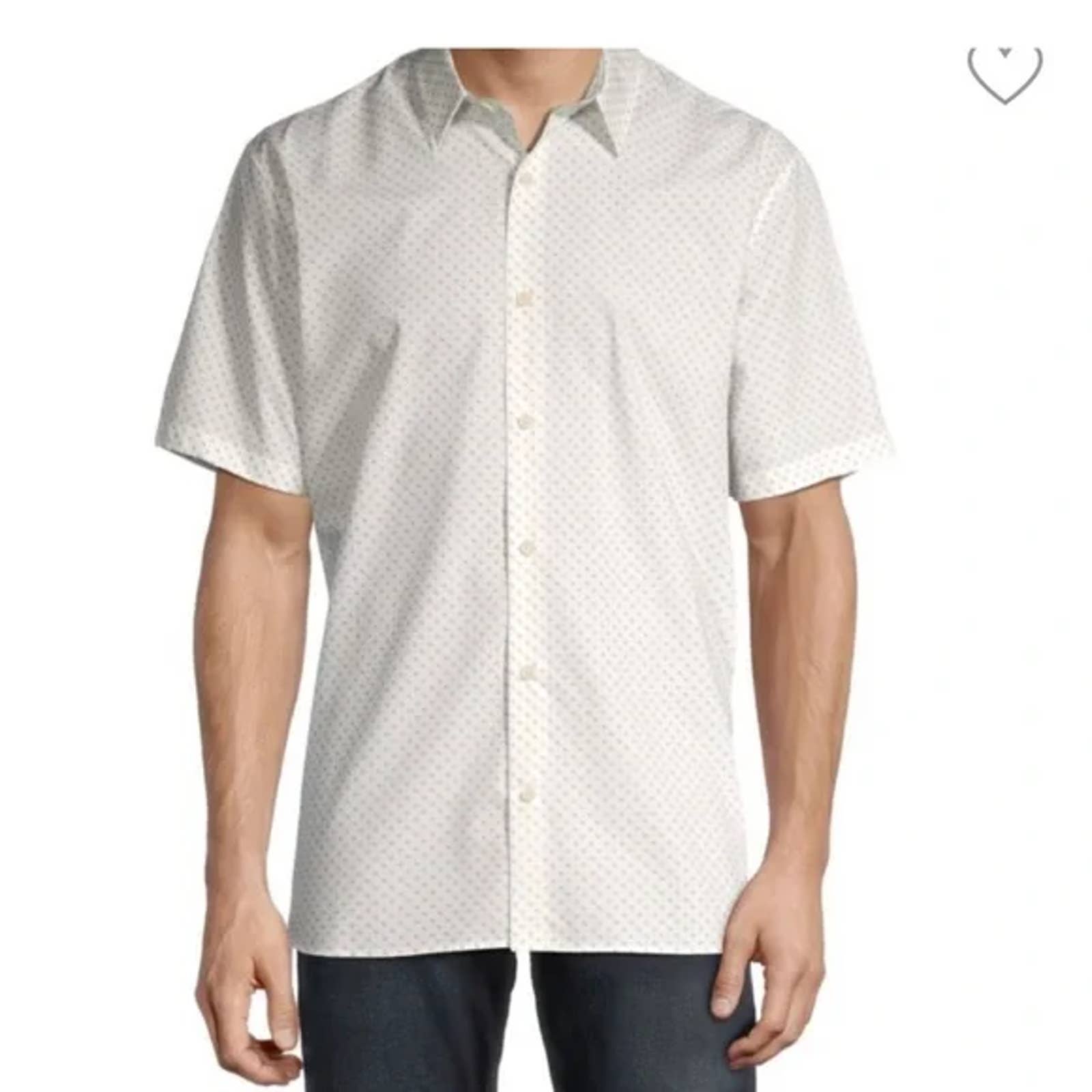 Vince Classic Fit Micro Print Button Down Shirt Short Sleeve Size Large