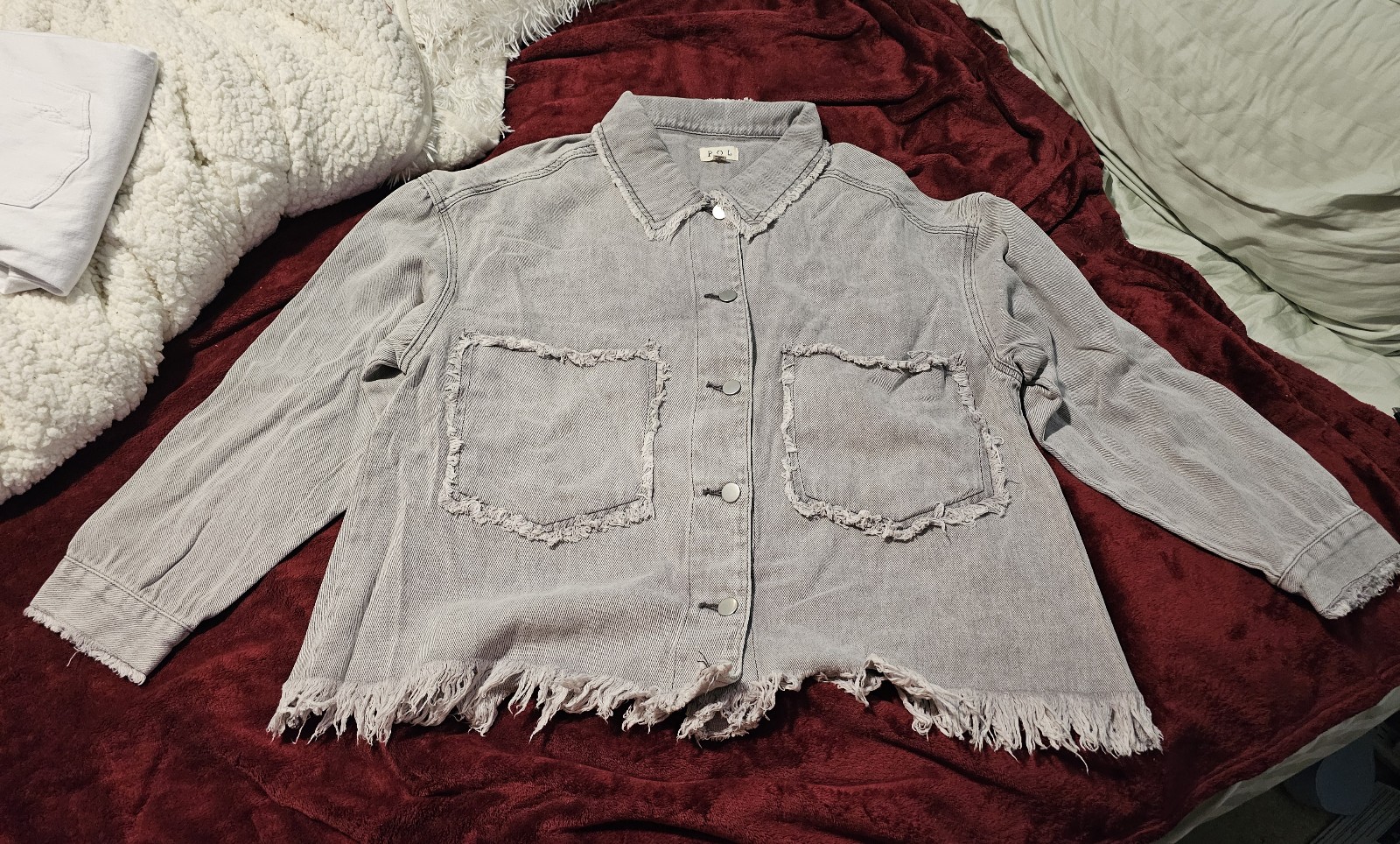 POL Oversized Grey Denim Shacket Size S NWOT