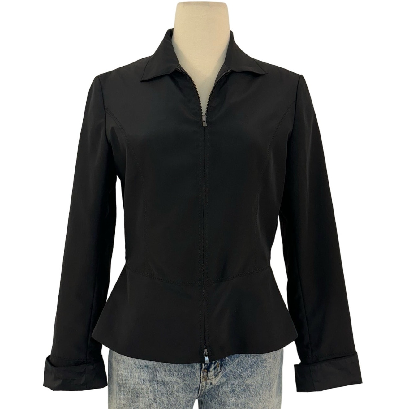 Armani Collezioni Lightweight Rain Jacket Full Zip Black Size 8