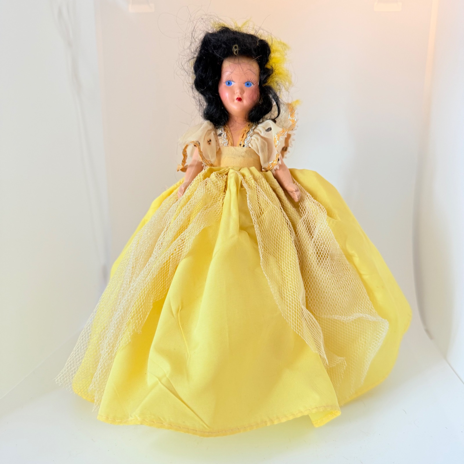 Vintage Boudoir Doll Yellow Gown Decor Collectible