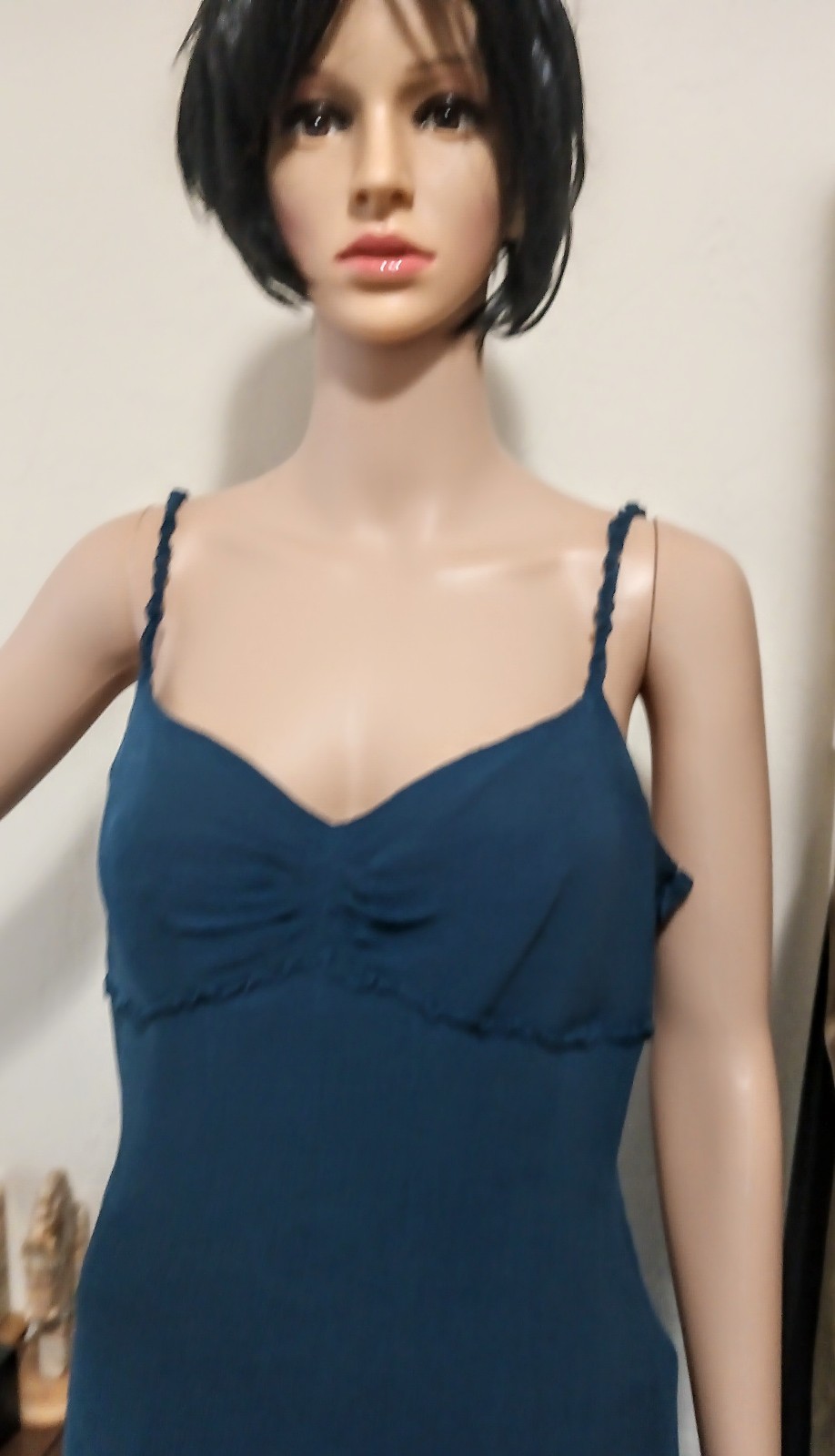 Antonio Melanie Blue Sundress 100% Silk Shell with Lining Size 10