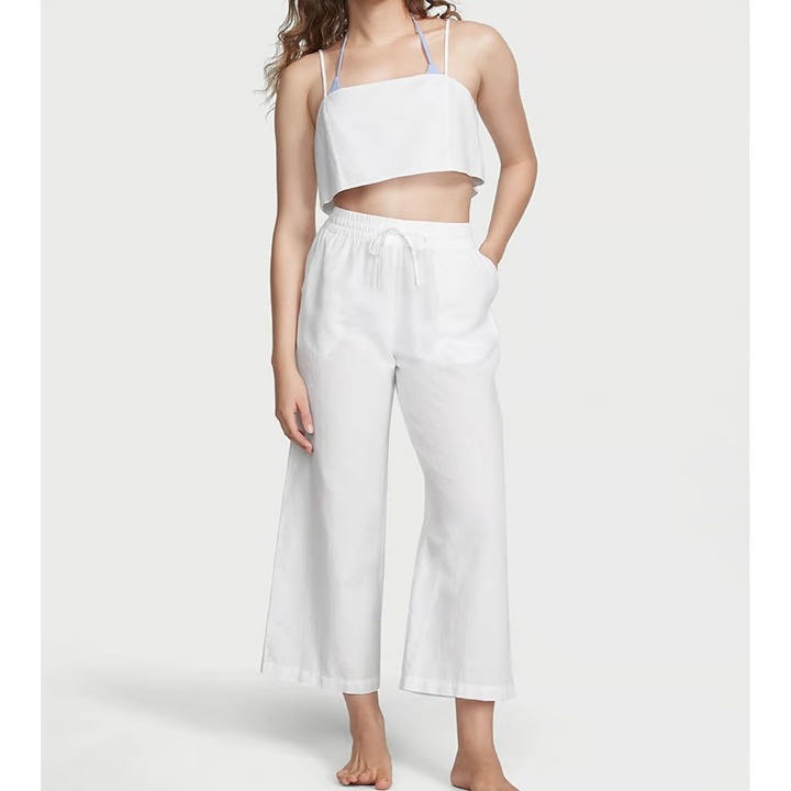 Victoria's Secret Swim Flax Beach High Rise Minimalist White Sz M