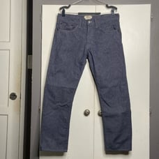 simon miller men azul slim straight M002 jeans 33x34 selvage button fly USA blue