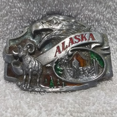 Alaska Multi-Color Buckle Eagle Ram Outdoor Cabin Siskiyou 1988 Great Vintage
