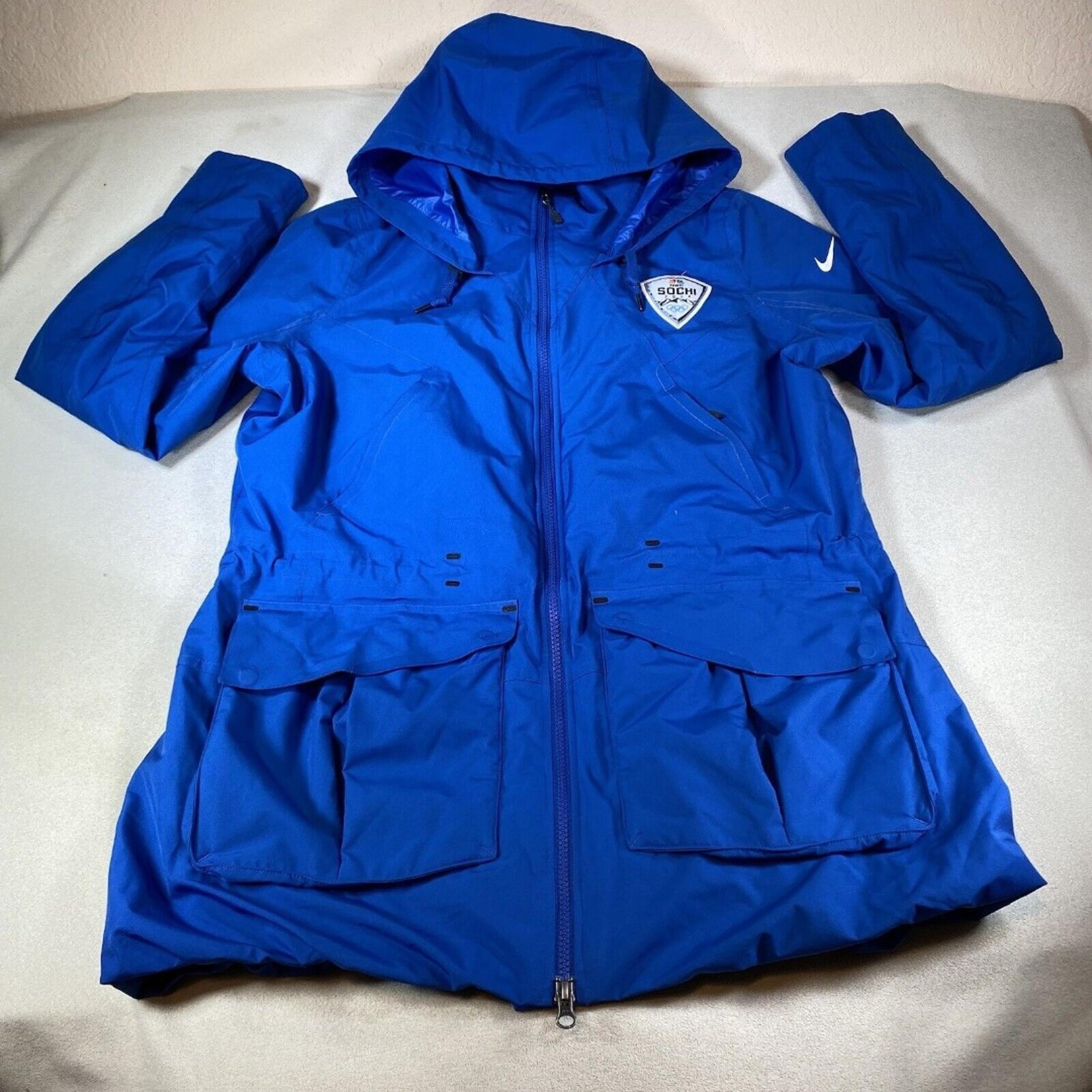 NIKE SOCHI 2014 Olympics  Women’s   Hooded Blue Winter Coat  Sz XL